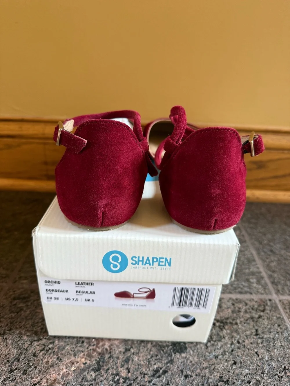 Shapen Orchid Flats Bordeaux Suede Flats Barefoot Shoes 38